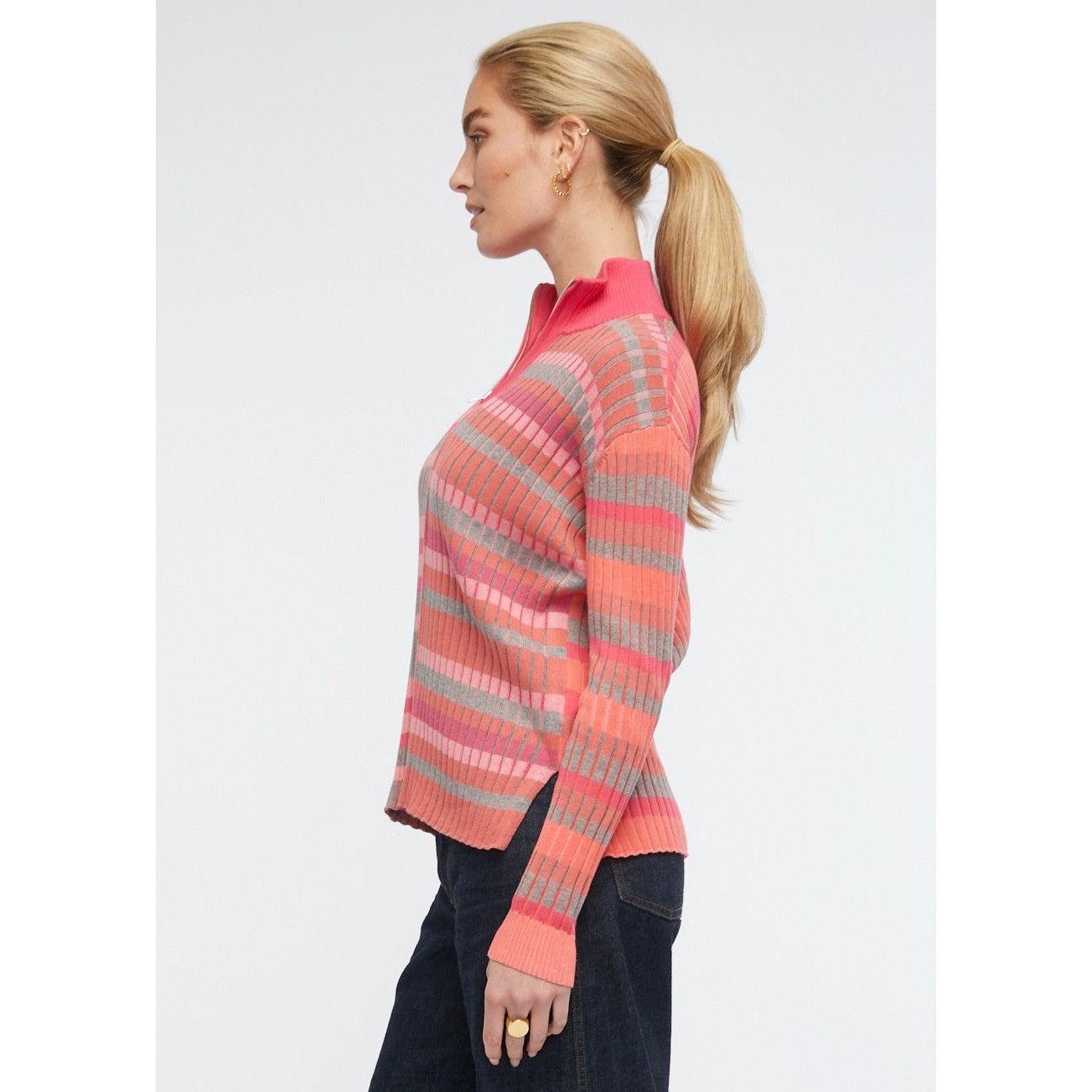 Zaket & Plover Multi Stripe Zip Up-Knitwear-Zaket & Plover-Après-She
