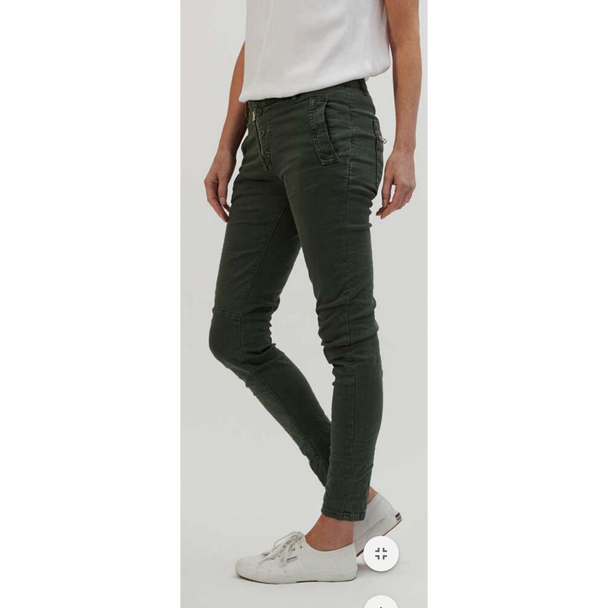 Italian Star Khaki Button Jeans-Bottoms-Italian Star-Après-She