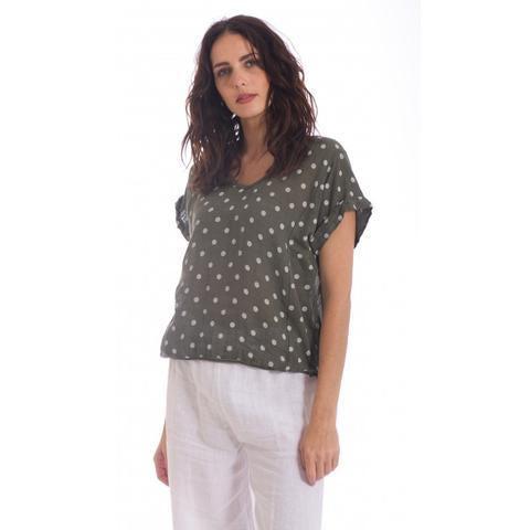 Talia Benson Khaki Spot T Shirt-Tops-Talia Benson-One Size(8-12)-Après-She
