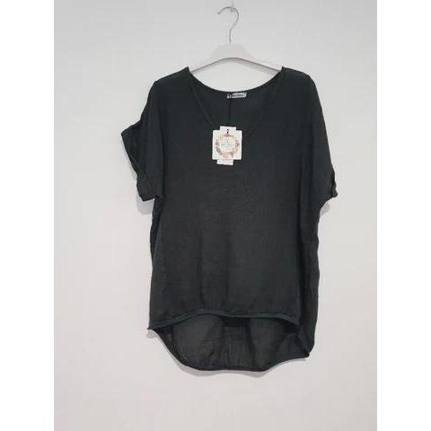 Talia Benson Petrol Linen T Shirt-Tops-Talia Benson-One Size(8-12)-Après-She